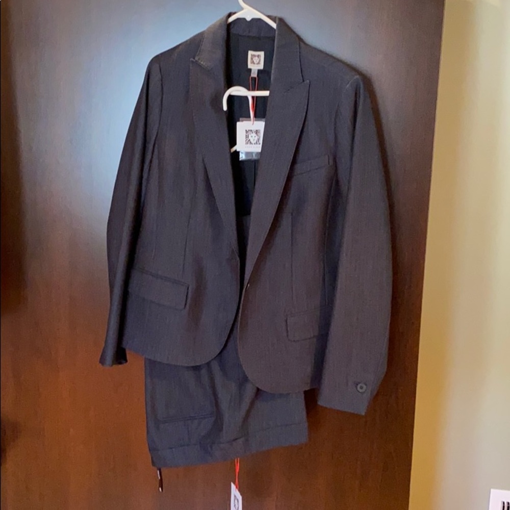 Anne Klein indigo twill suit jacket (12)/pant (10)